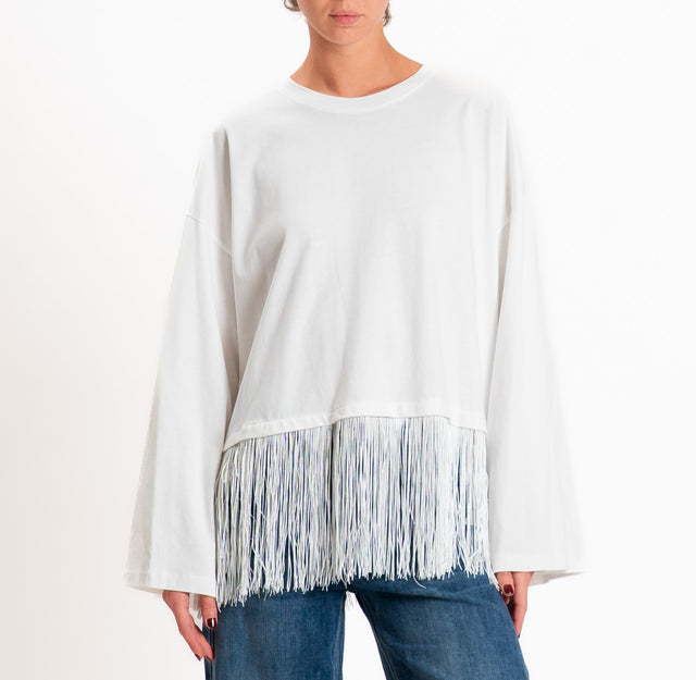 Haveone-T-shirt con frange - bianco