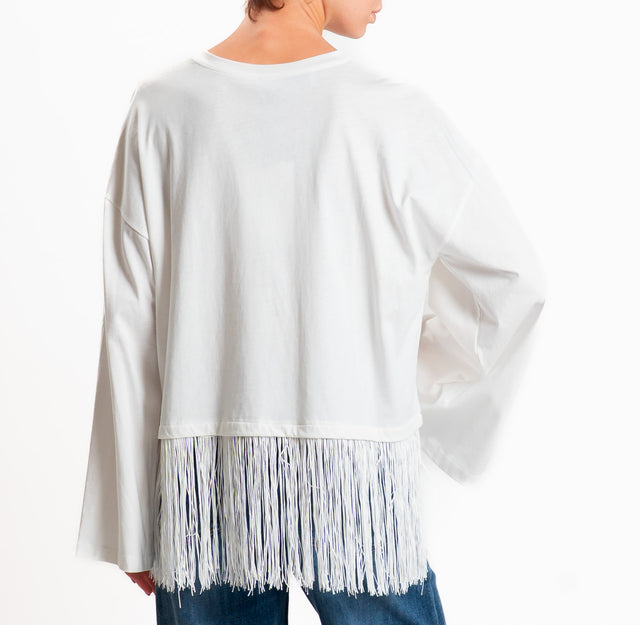 Haveone-T-shirt con frange - bianco
