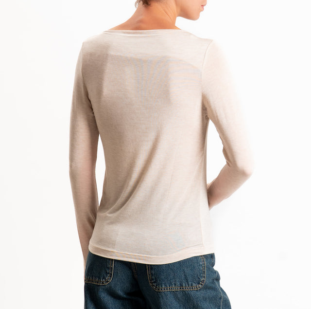 Haveone-T-shirt modal scollo barca - sabbia