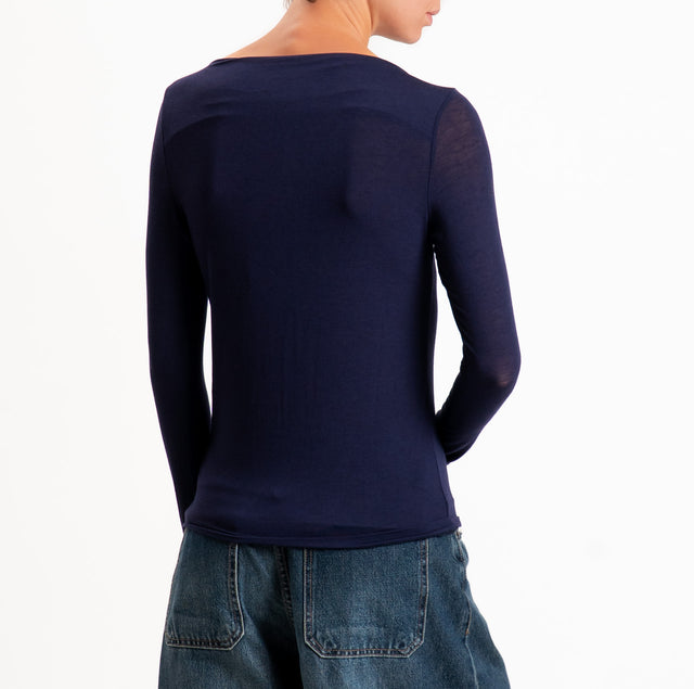 Haveone-T-shirt modal scollo barca - blu