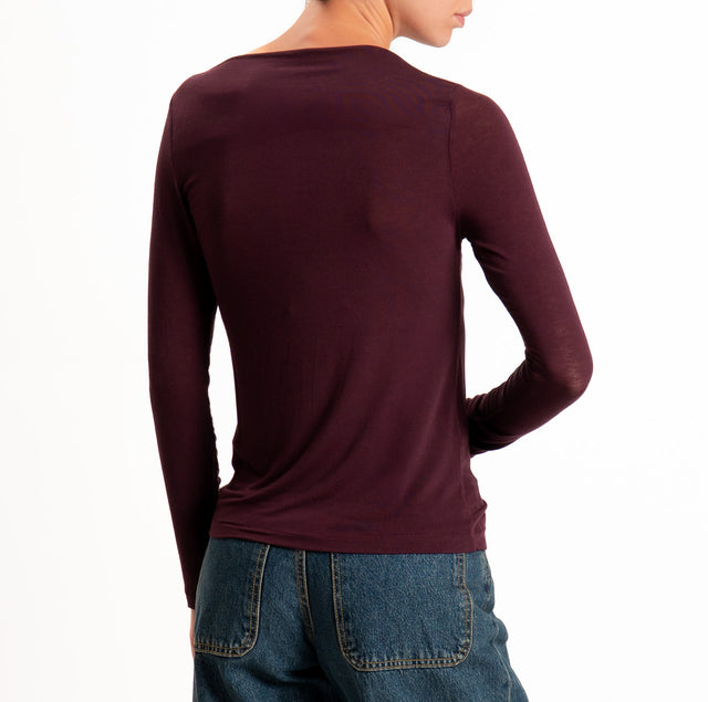 Haveone-T-shirt modal scollo barca - Bordeaux