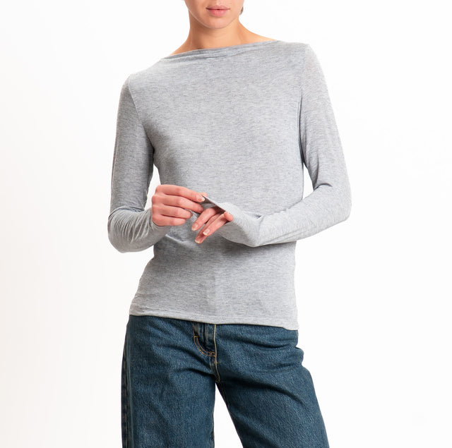 Haveone-T-shirt modal scollo barca - grigio