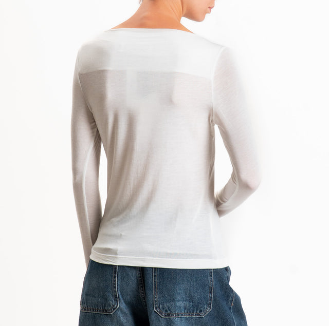 Haveone-T-shirt modal scollo barca - latte