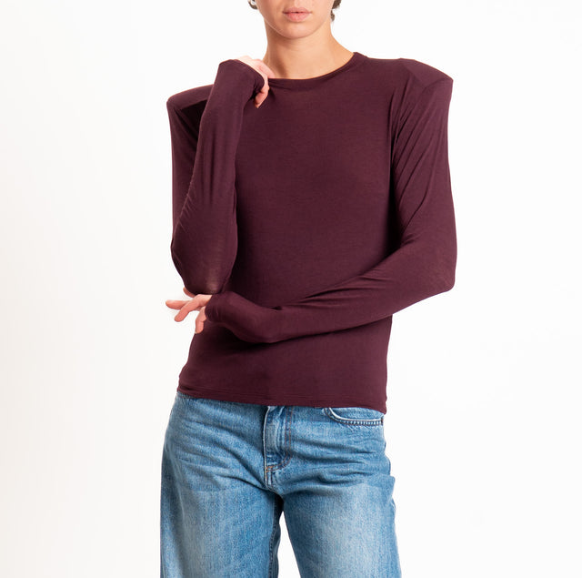 Haveone-T-shirt tessuto MODAL/LANA con spalline - vino