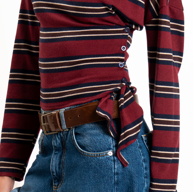 Haveone-Maglia jersey elasticizzato a righe - bordeaux/blu/moro
