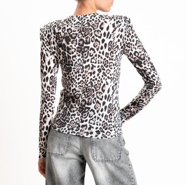 Haveone-T-shirt con spalline LANA/MODAL - maculato burro/nero