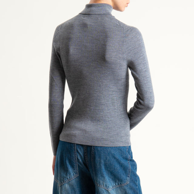 Haveone-Maglia collo alto a costine - grigio