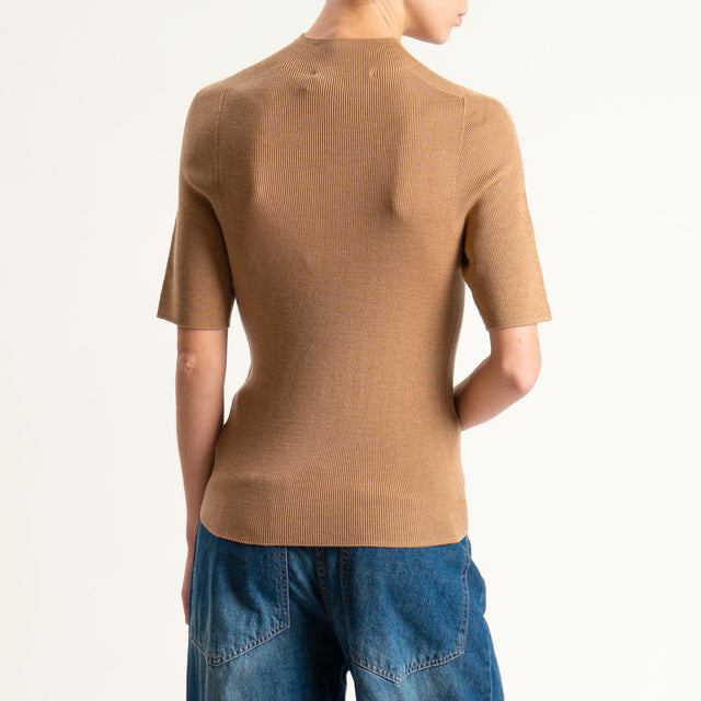 Haveone-Maglia mezza manica a costine - cammello