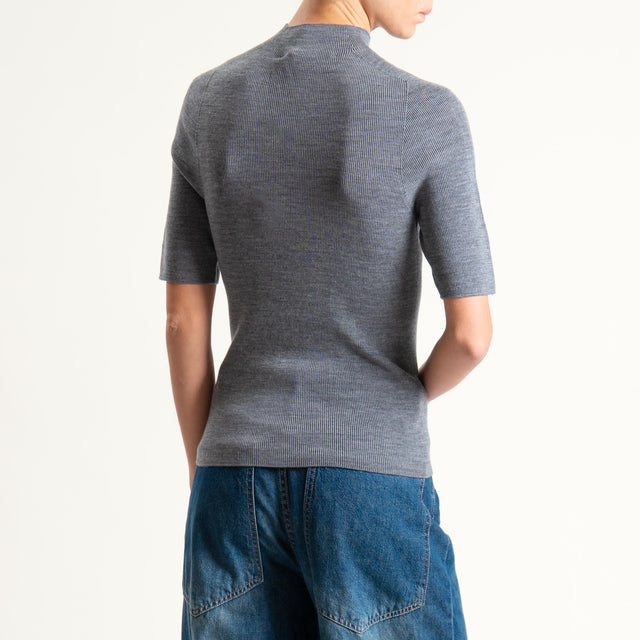 Haveone-Maglia mezza manica a costine - grigio