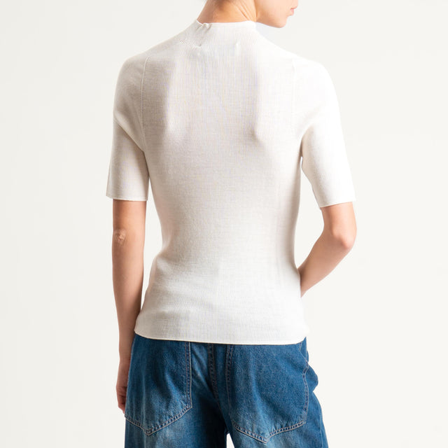 Haveone-Maglia mezza manica a costine - panna
