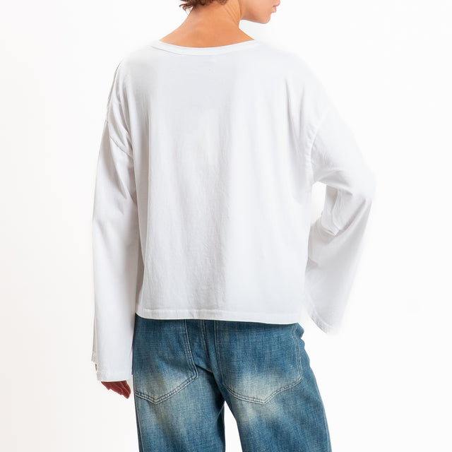 Haveone-T-shirt girocollo manica ampia - bianco