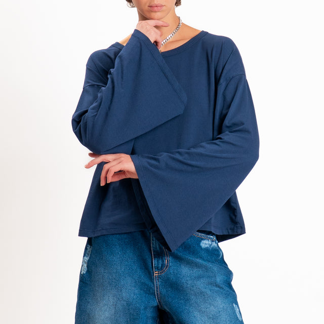 Haveone-T-shirt girocollo manica ampia - blu