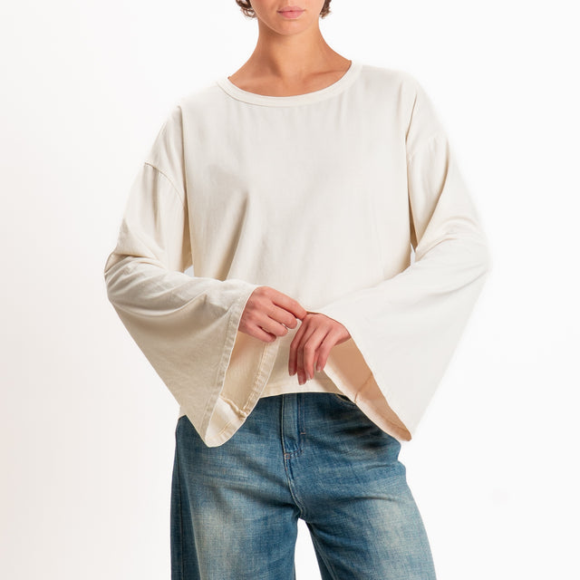 Haveone-T-shirt girocollo manica ampia - burro