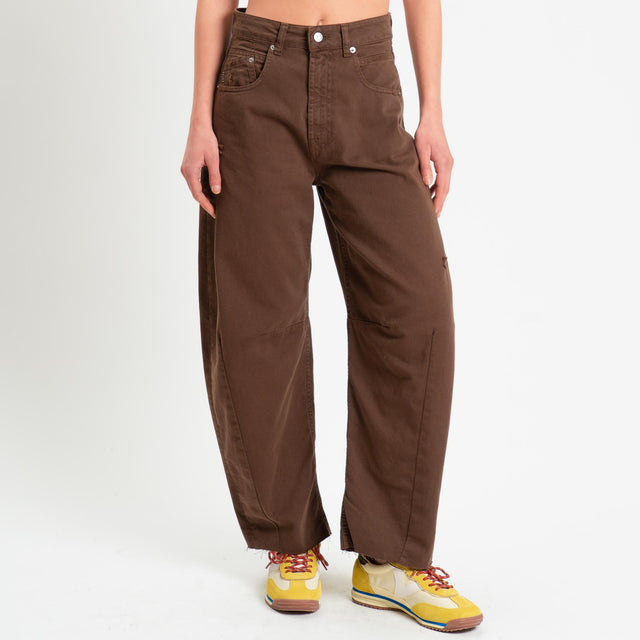 Haveone-Jeans BARBARA drill barrel fit con rotture - cioccolato