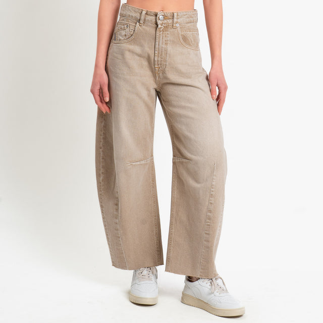 Haveone-Jeans BARBARA barrel fit taglio vivo - stone wash sabbia