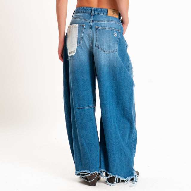 Haveone-Jeans MICHELLE barrel fit con rotture - denim