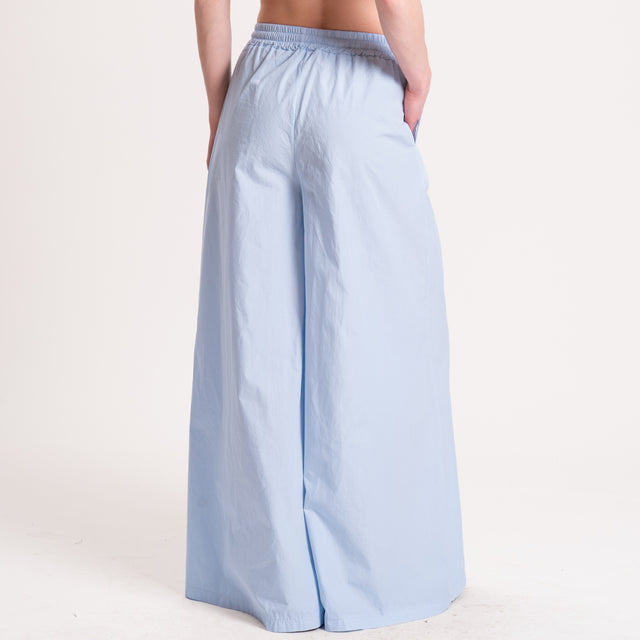 Haveone-Pantalone wide leg popeline cotone light - cielo