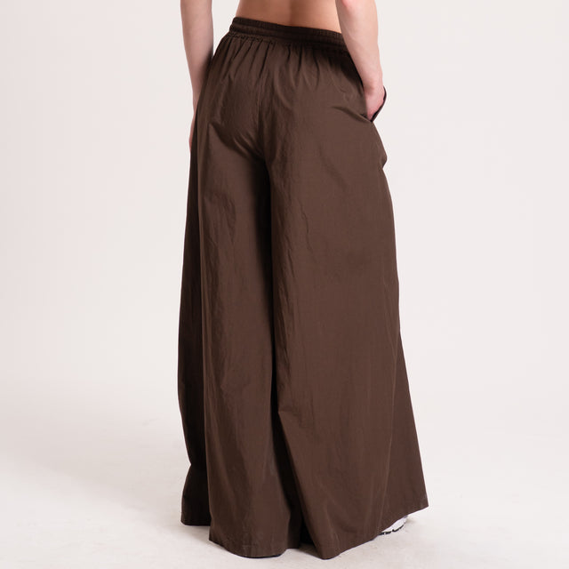 Haveone-Pantalone wide leg popeline cotone light - caffe'
