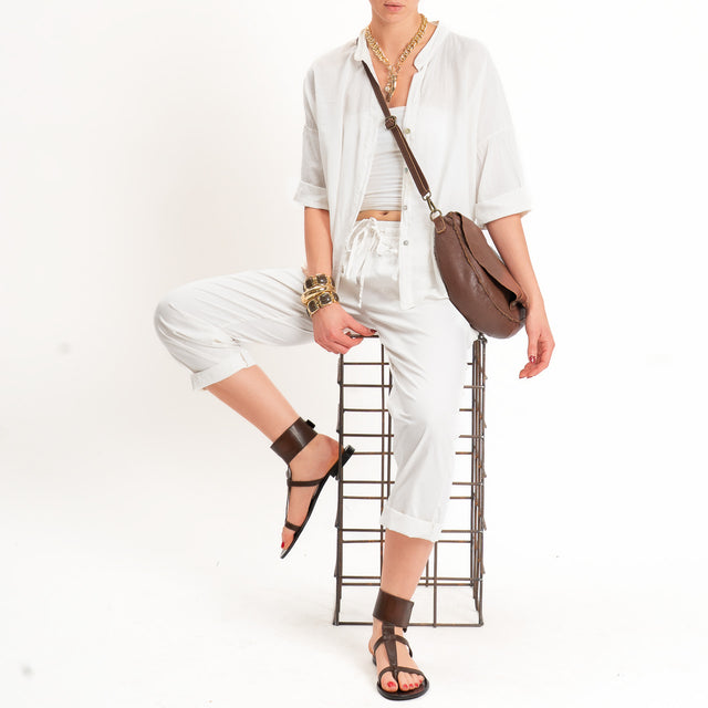 Haveone-Pantalone 100% cotone con coulisse - bianco