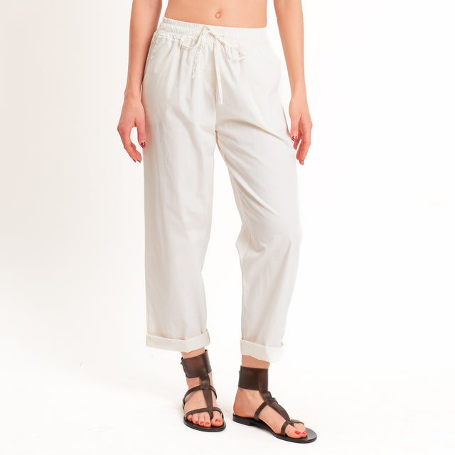 Haveone-Pantalone 100% cotone con coulisse - burro