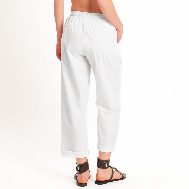 Haveone-Pantalone 100% cotone con coulisse - bianco