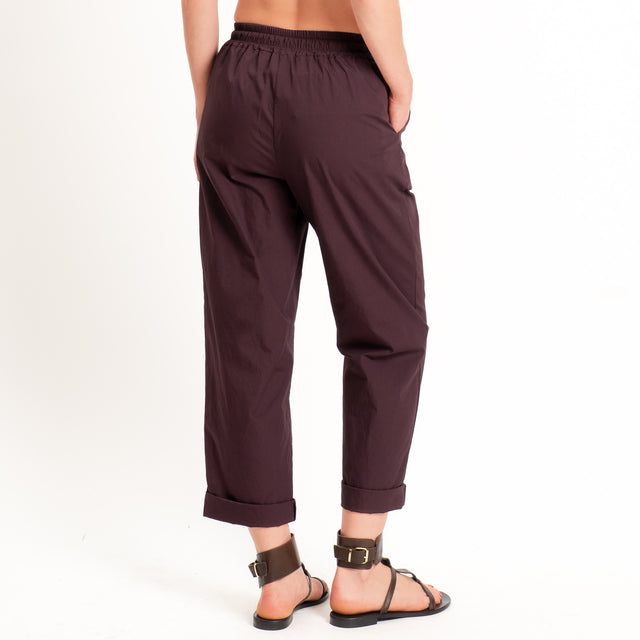 Haveone-Pantalone 100% cotone con coulisse - burgundy