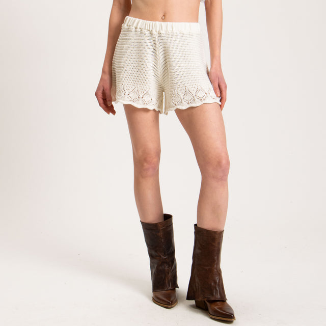 Haveone-Shorts in maglia crochet - bianco