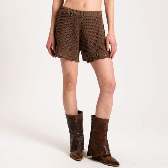 Haveone-Shorts in maglia crochet - moka
