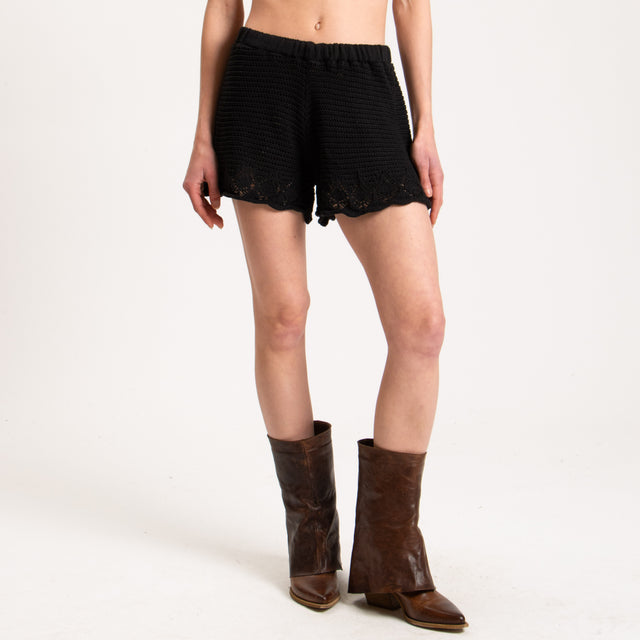 Haveone-Shorts in maglia crochet - nero