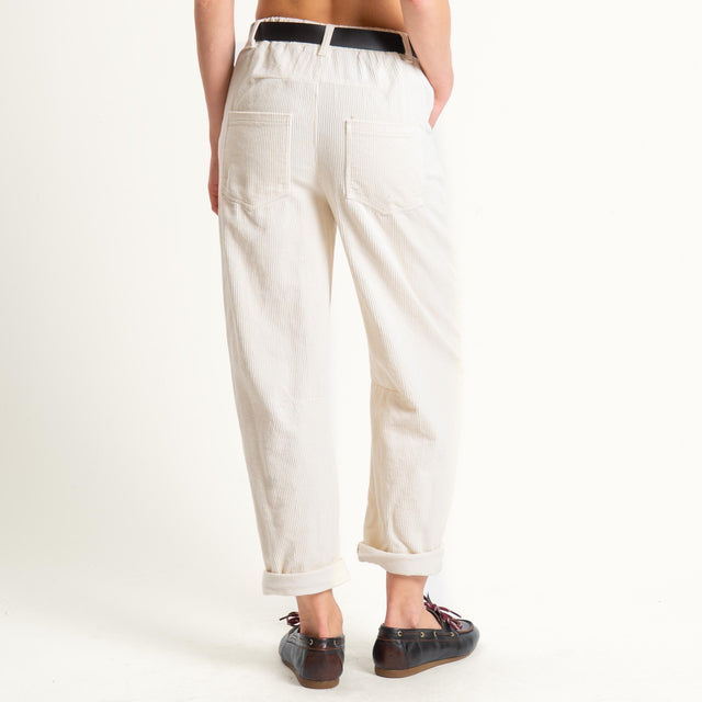 Haveone-Pantalone barrel velluto elastico dietro - burro
