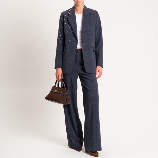 Haveone-Pantalone dritto con pinces - grigio melange