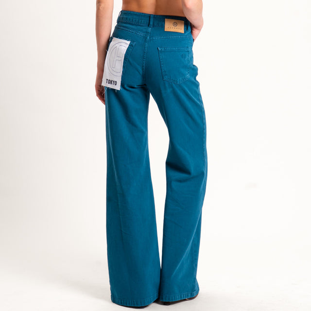 Haveone-Pantalone TOKYO wide leg - petrolio