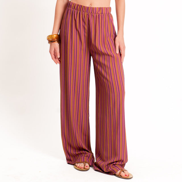 Haveone-Pantalone a righe elastico in vita - bruciato/rosa/viola