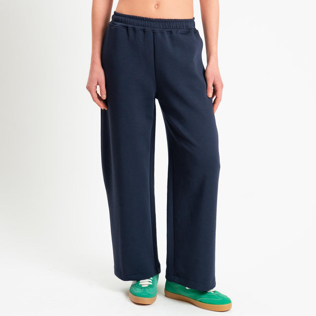 Haveone-Pantalone felpa elastico in vita - blu