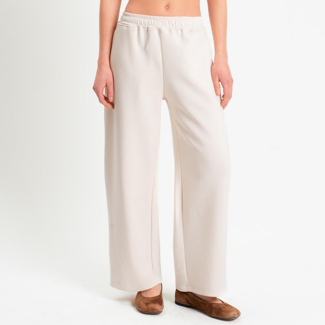 Haveone-Pantalone felpa elastico in vita - panna
