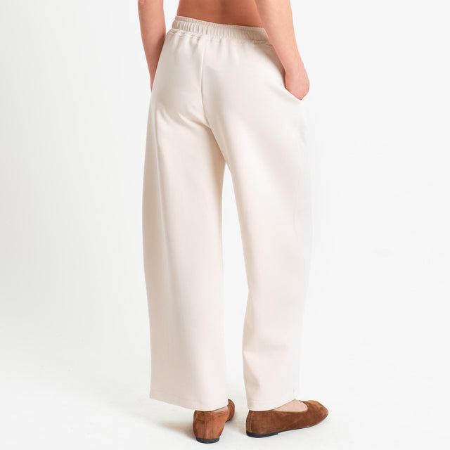 Haveone-Pantalone felpa elastico in vita - panna