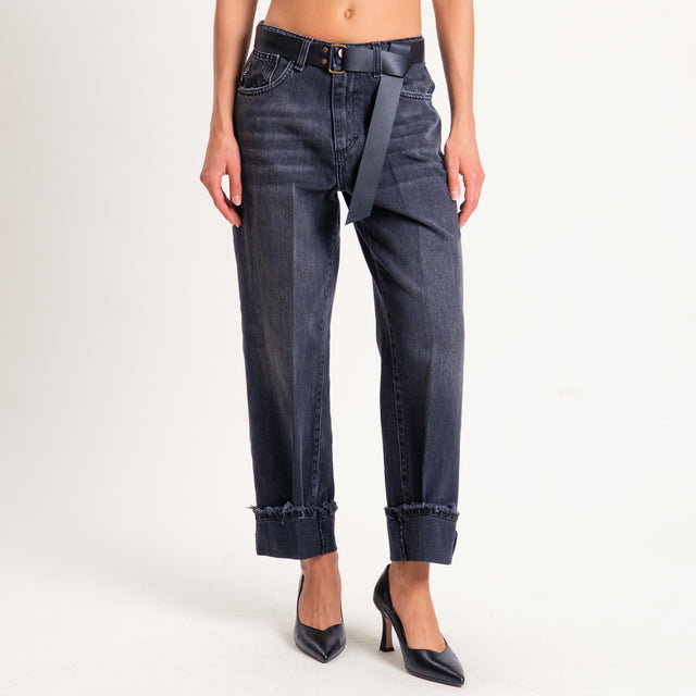 Haveone-Jeans MANDY dritto con risvolto - denim nero