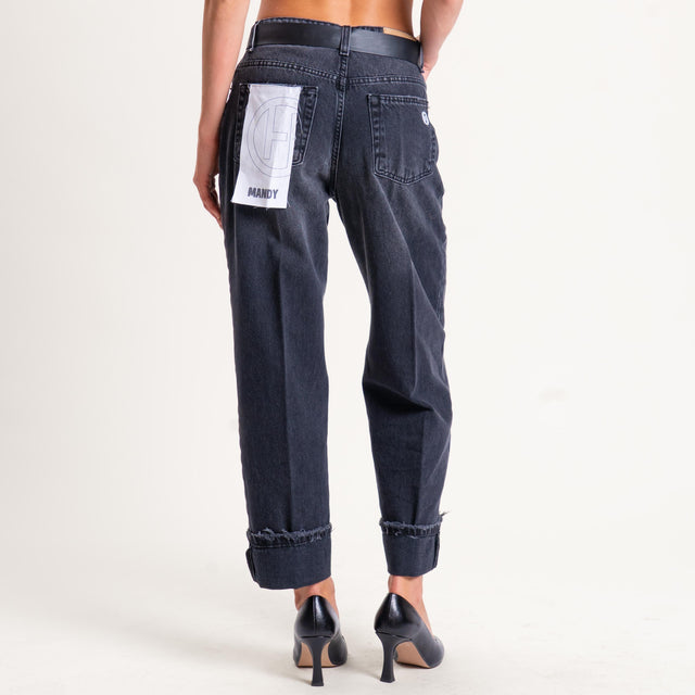 Haveone-Jeans MANDY dritto con risvolto - denim nero