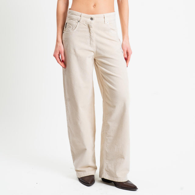 Haveone-Pantalone BELLA velluto 500 righe - burro