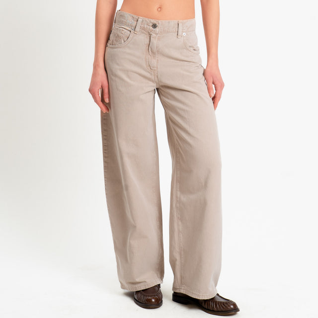 Haveone-Jeans BELLA wide leg acid wash - beige