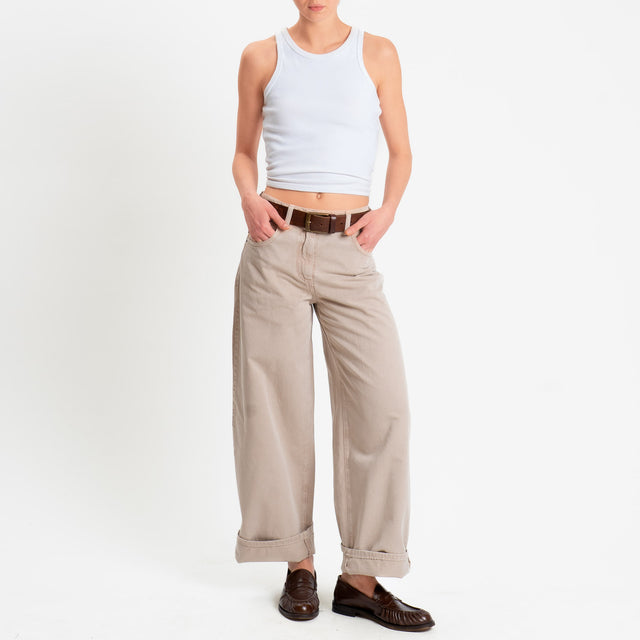 Haveone-Jeans BELLA wide leg acid wash - beige