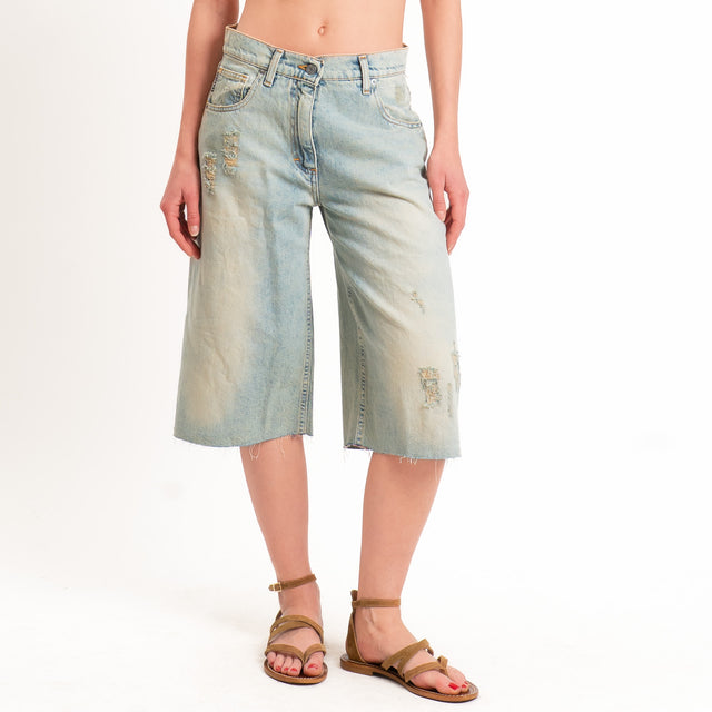 Haveone-Bermuda jeans KOJY taglio vivo - denim chiaro