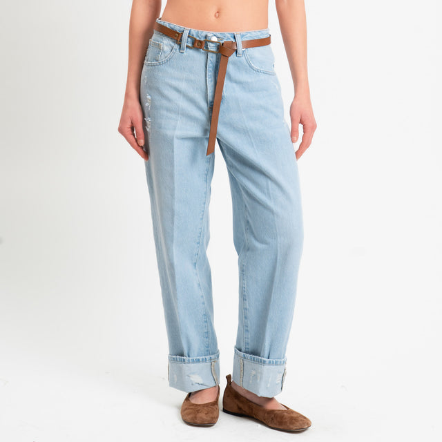 Haveone-Jeans MANDY straight con risvolto - denim chiaro