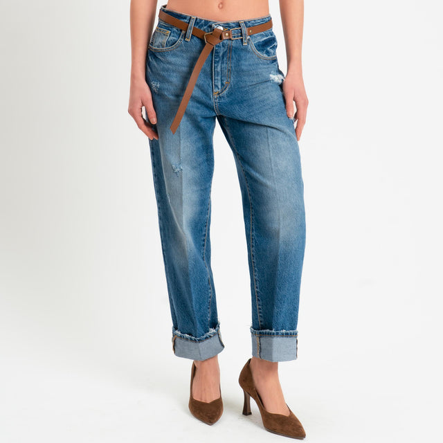 Haveone-Jeans MANDY straight con risvolto - denim