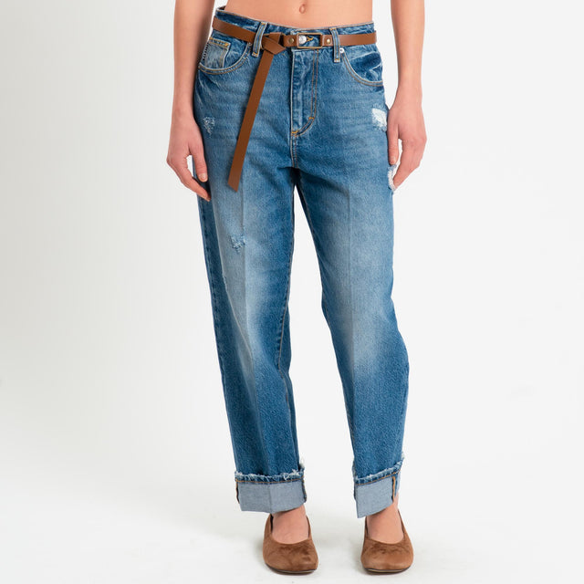 Haveone-Jeans MANDY straight con risvolto - denim
