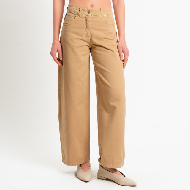 Haveone-Jeans BELLA wide leg fit - beige