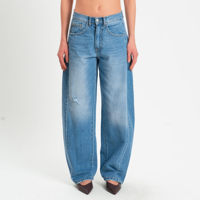 Haveone-Jeans LUCY barrel con micro rottura - denim chiaro