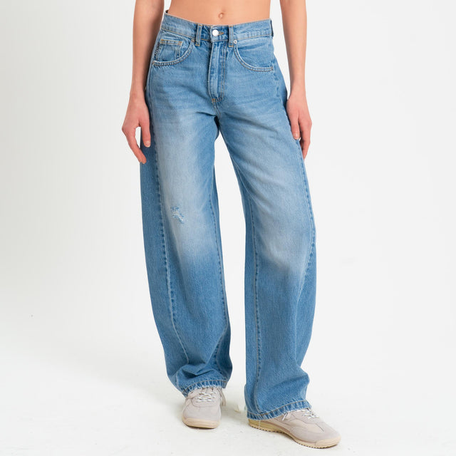 Haveone-Jeans LUCY barrel con micro rottura - denim chiaro