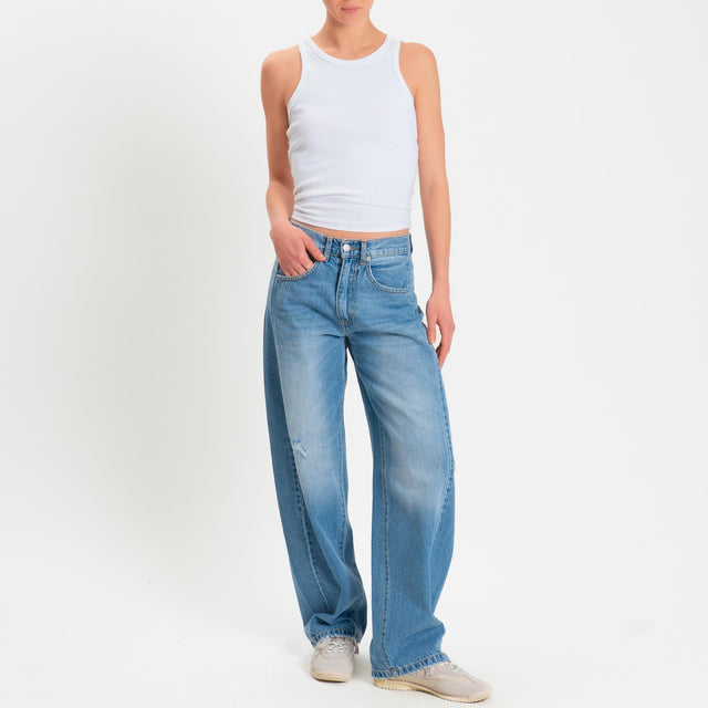 Haveone-Jeans LUCY barrel con micro rottura - denim chiaro