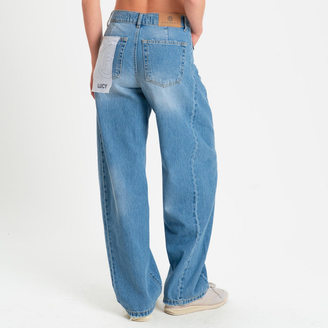 Haveone-Jeans LUCY barrel con micro rottura - denim chiaro